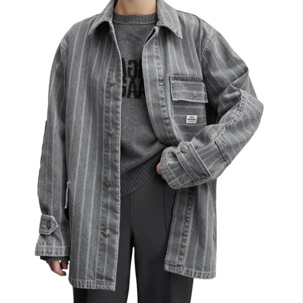 Mads Nørgaard - Gray Stripe Denim Johnny Jacket - 36/38